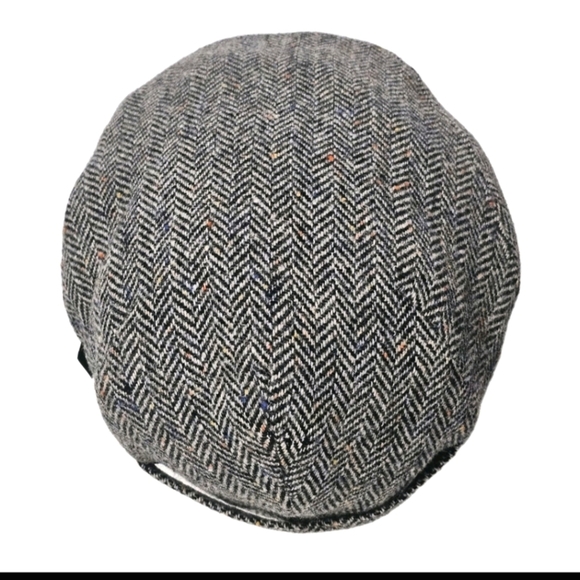 Mucros Weavers Black Gray Trinity Irish Flat Cap Mens 100% Wool Tweed Hat Medium - Picture 5 of 11